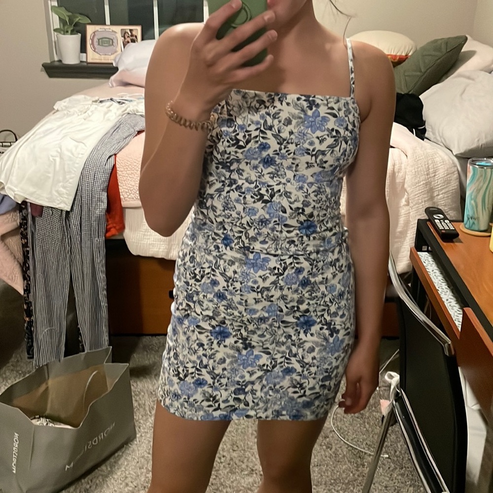 Wild fable blue flower mini dress
